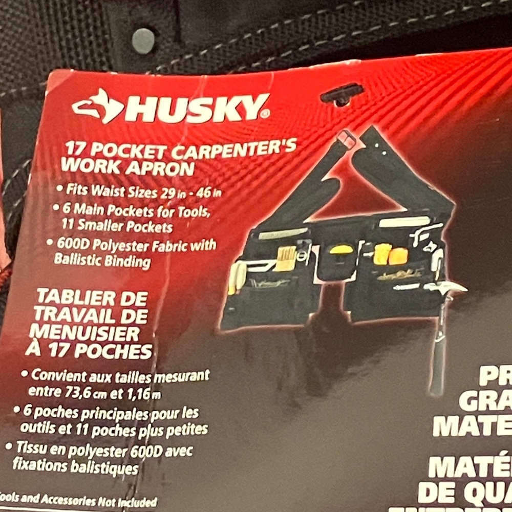 Carpenter's tool belt / Work Apron with 17 pockets Velcro and belt waist NWT